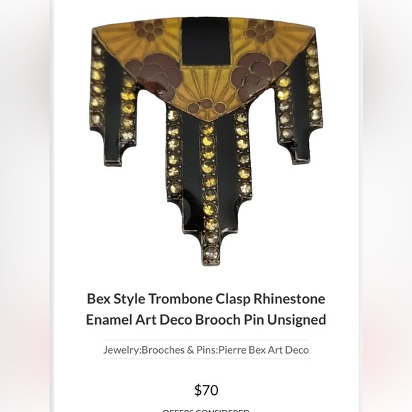 Pierre Bex of Paris Art Deco Crystal Rhinestones & Enamel Brooch Hanging Kimono - Picture 8 of 14